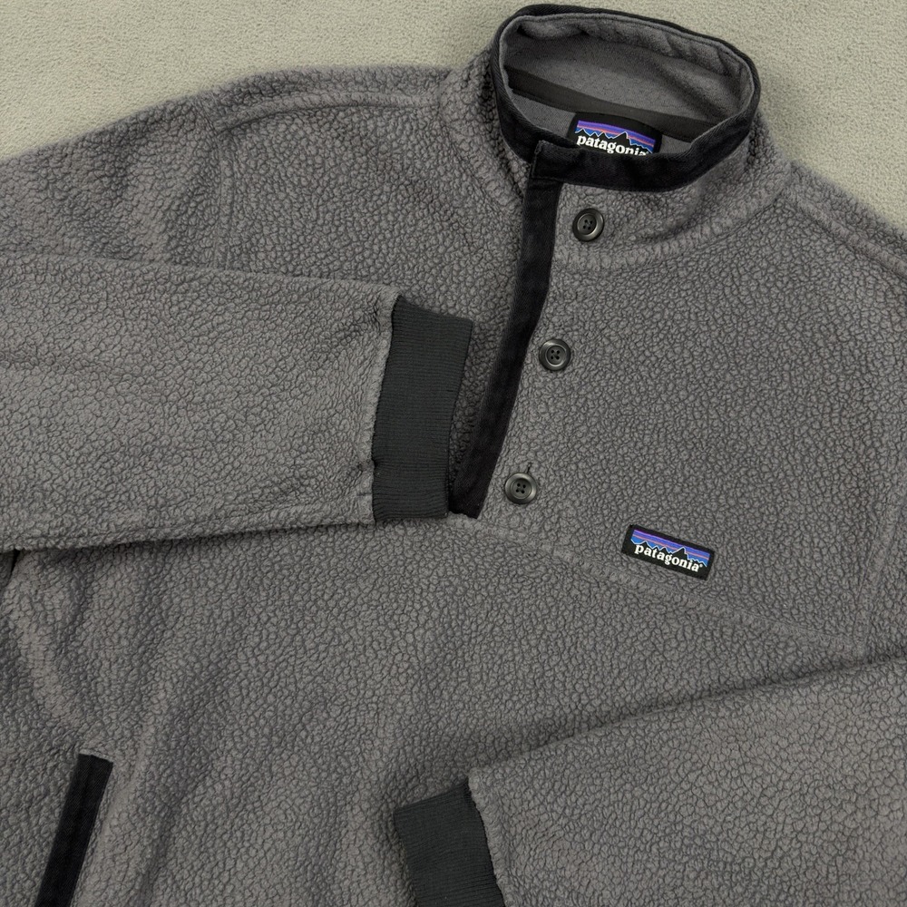 Patagonia Sweater Mens M Gray Shearling Fleece Pullover Jacket Deep Pile 26140